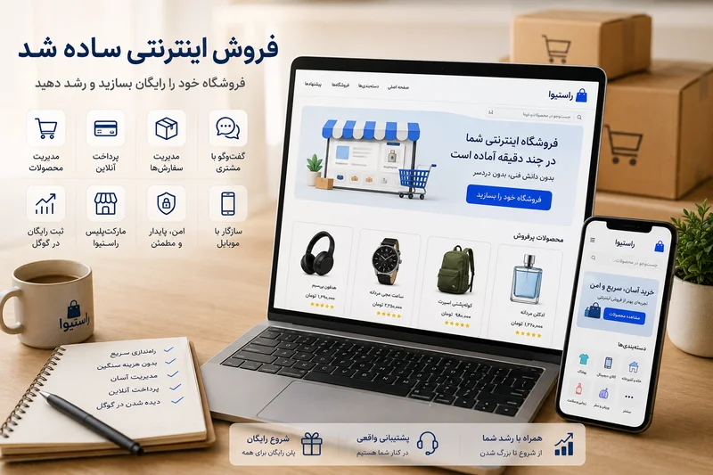 فروش اینترنتی را ساده شروع کنید؛ ساخت فروشگاه اینترنتی رایگان با راستیوا